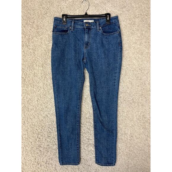 Levi's Denim - Levis 711 Skinny Jeans Womens Size 31 Blue Denim Animal Print Stretch Casual